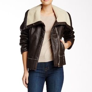 Sam Edelman Amy Aviator Faux Leather Moto jacket